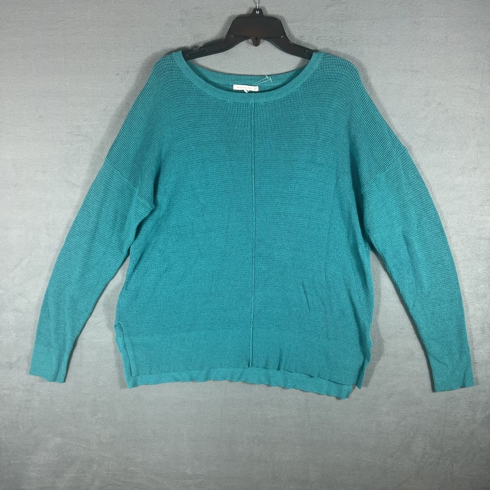STACCATO Women's Teal Waffle Knit Long Sleeve Pullover Sweater Size L